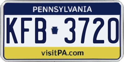 PA license plate KFB3720