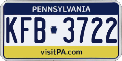 PA license plate KFB3722