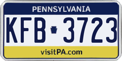 PA license plate KFB3723