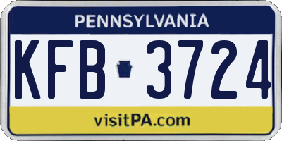 PA license plate KFB3724