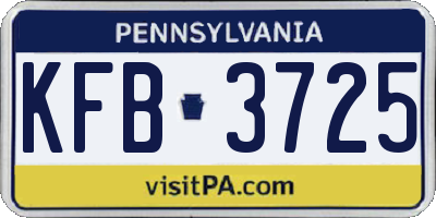 PA license plate KFB3725