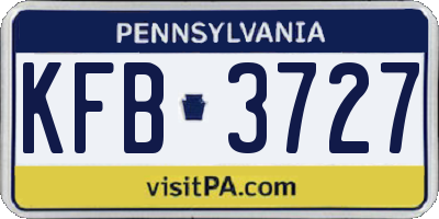 PA license plate KFB3727