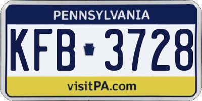 PA license plate KFB3728