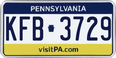 PA license plate KFB3729