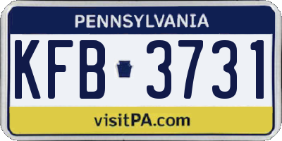 PA license plate KFB3731