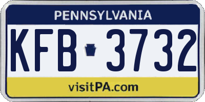PA license plate KFB3732