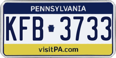PA license plate KFB3733