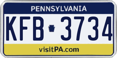PA license plate KFB3734