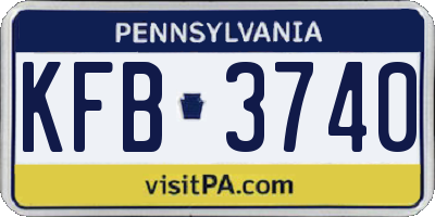 PA license plate KFB3740