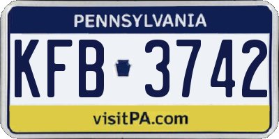 PA license plate KFB3742