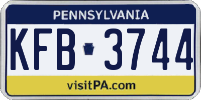 PA license plate KFB3744