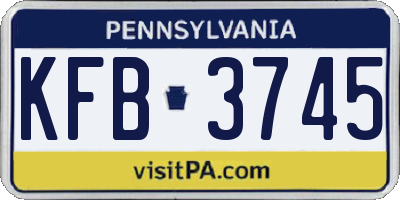 PA license plate KFB3745