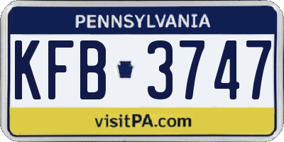 PA license plate KFB3747