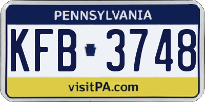 PA license plate KFB3748