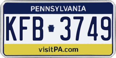 PA license plate KFB3749