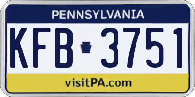 PA license plate KFB3751