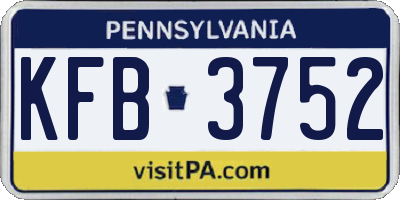 PA license plate KFB3752