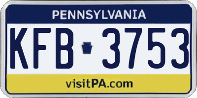 PA license plate KFB3753