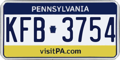 PA license plate KFB3754