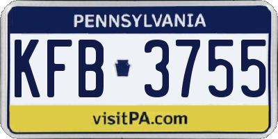 PA license plate KFB3755