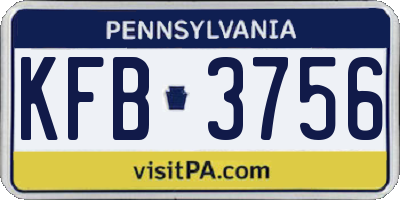PA license plate KFB3756