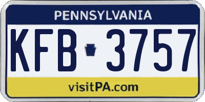 PA license plate KFB3757
