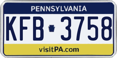 PA license plate KFB3758