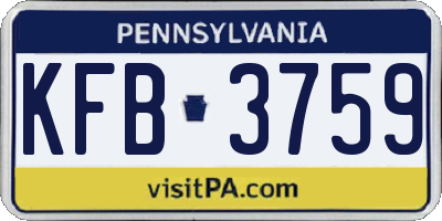 PA license plate KFB3759