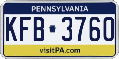PA license plate KFB3760