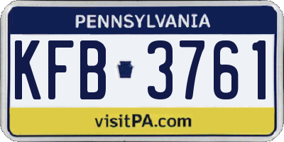 PA license plate KFB3761