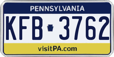 PA license plate KFB3762