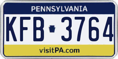 PA license plate KFB3764