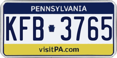 PA license plate KFB3765