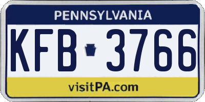 PA license plate KFB3766