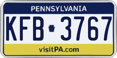PA license plate KFB3767