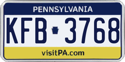 PA license plate KFB3768