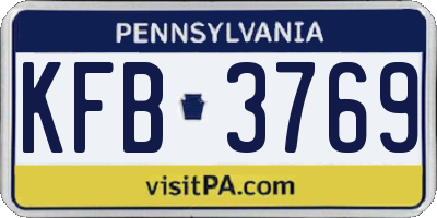 PA license plate KFB3769