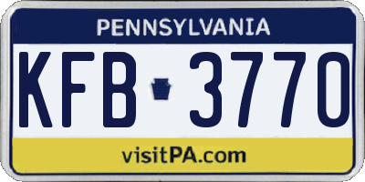 PA license plate KFB3770