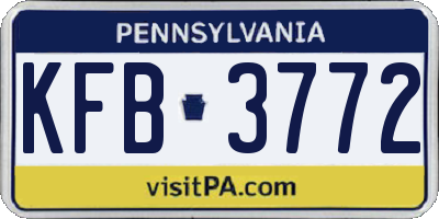 PA license plate KFB3772