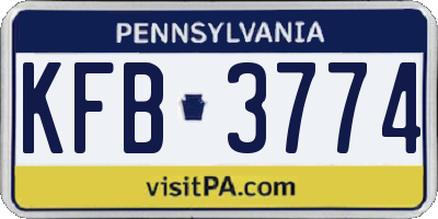 PA license plate KFB3774