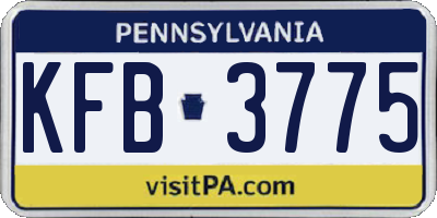 PA license plate KFB3775