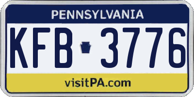 PA license plate KFB3776
