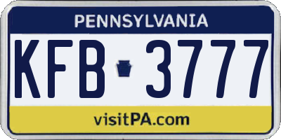 PA license plate KFB3777