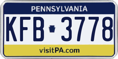 PA license plate KFB3778