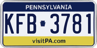 PA license plate KFB3781