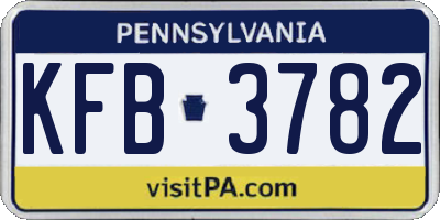 PA license plate KFB3782