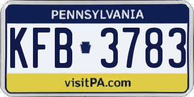 PA license plate KFB3783