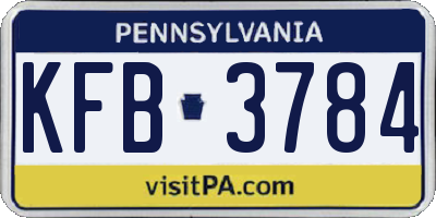 PA license plate KFB3784
