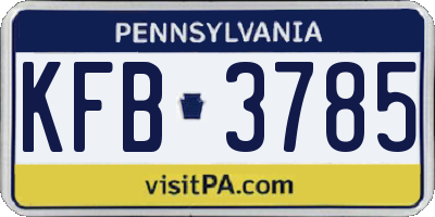 PA license plate KFB3785