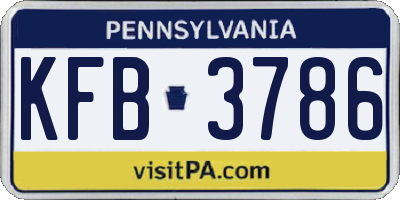 PA license plate KFB3786